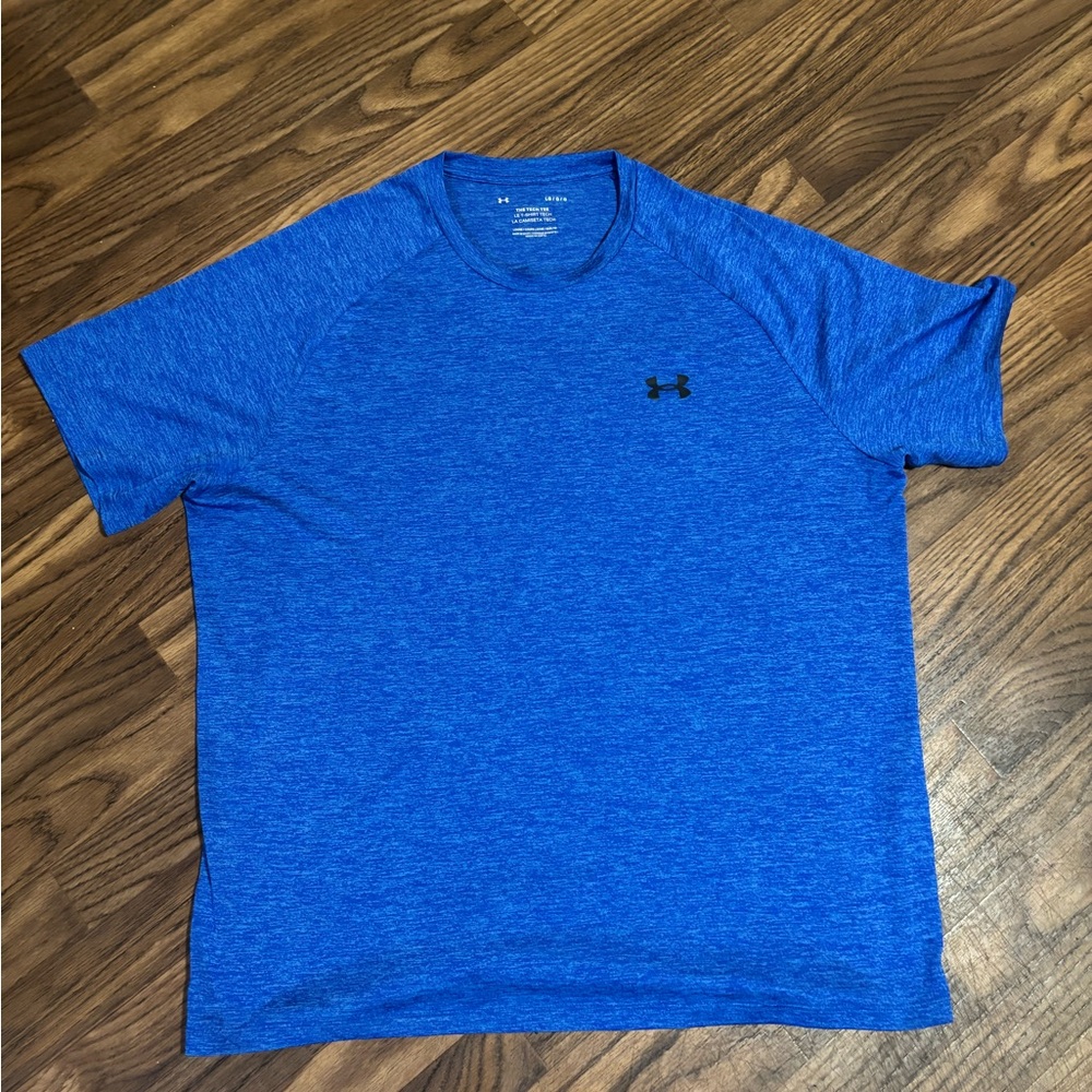 Under Armour Men's Heathered Blue The Tech Tee Size Large.